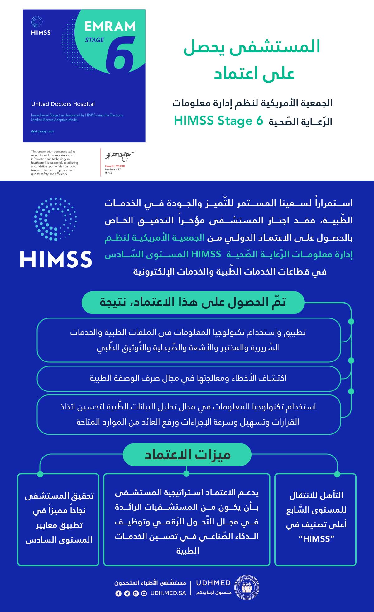 المستشفى يحصل على اعتماد الجمعية الأمريكية لنظم إدارة معلومات الرّعاية ...